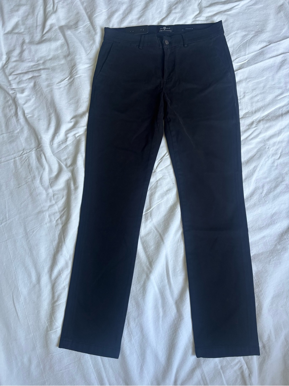 7 For All Mankind Black Straight-Leg Chinos